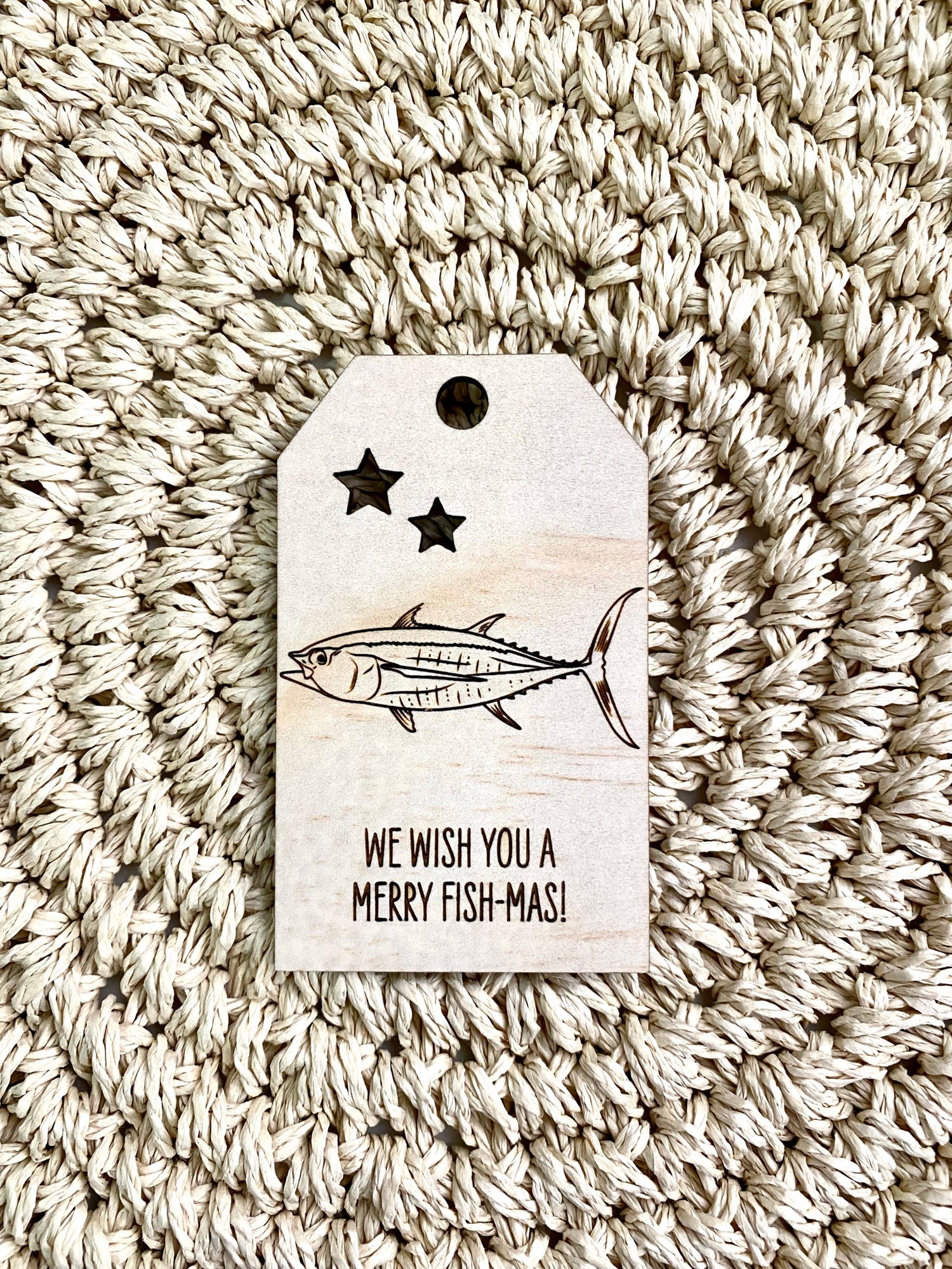 Wooden Christmas Swing Tag - Tuna Fish