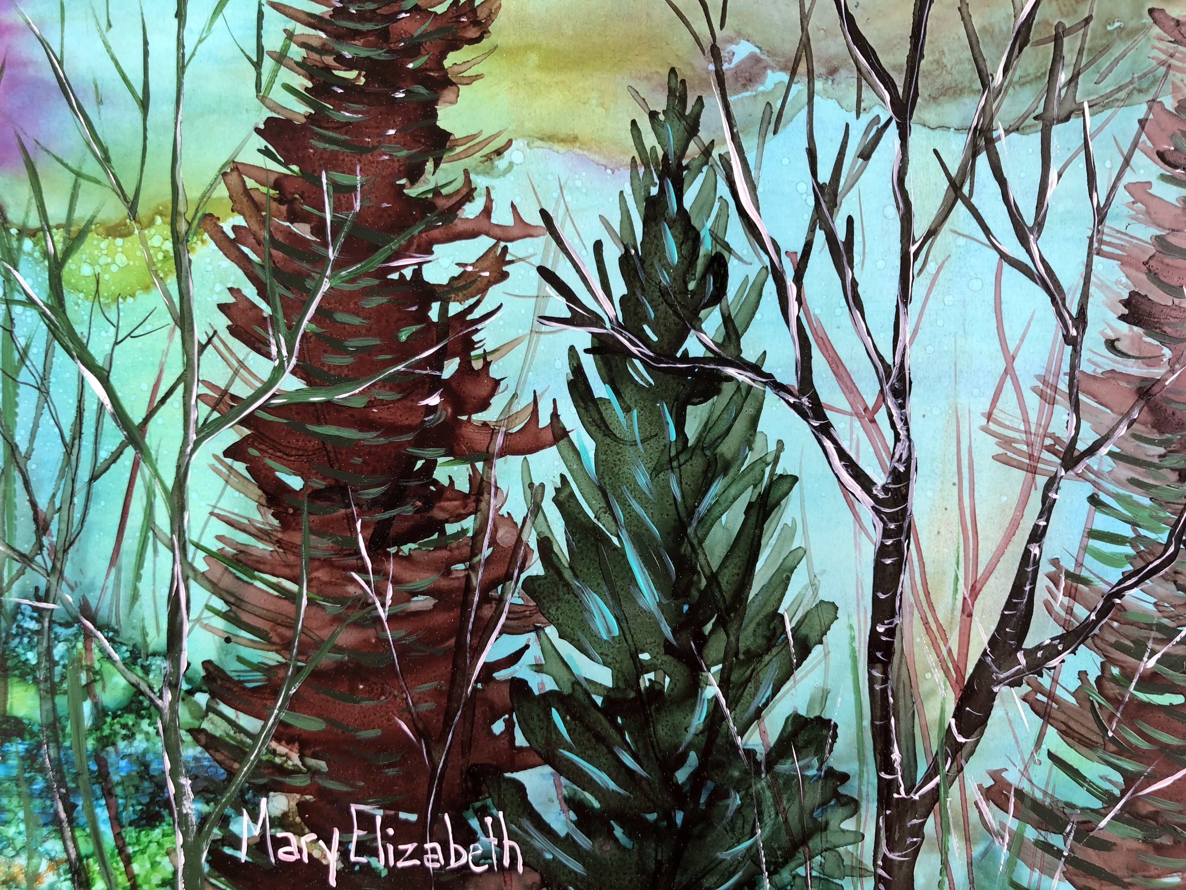 Green Sky Landscape : Greeting Card