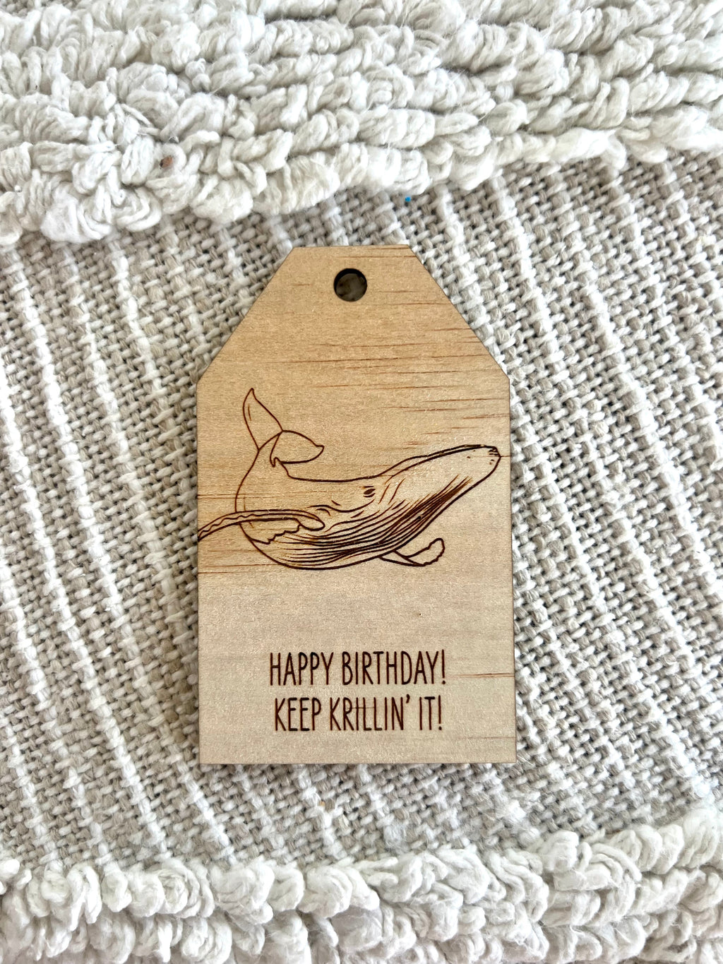 Wooden Birthday Gift Tag - Humpback Whale