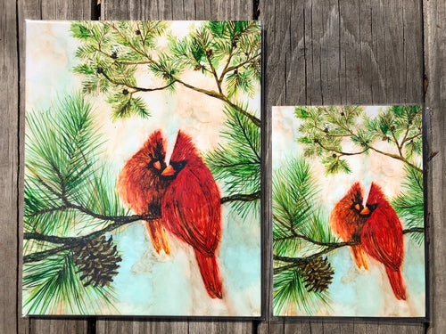 Cardinal Lovebirds : Art Prints