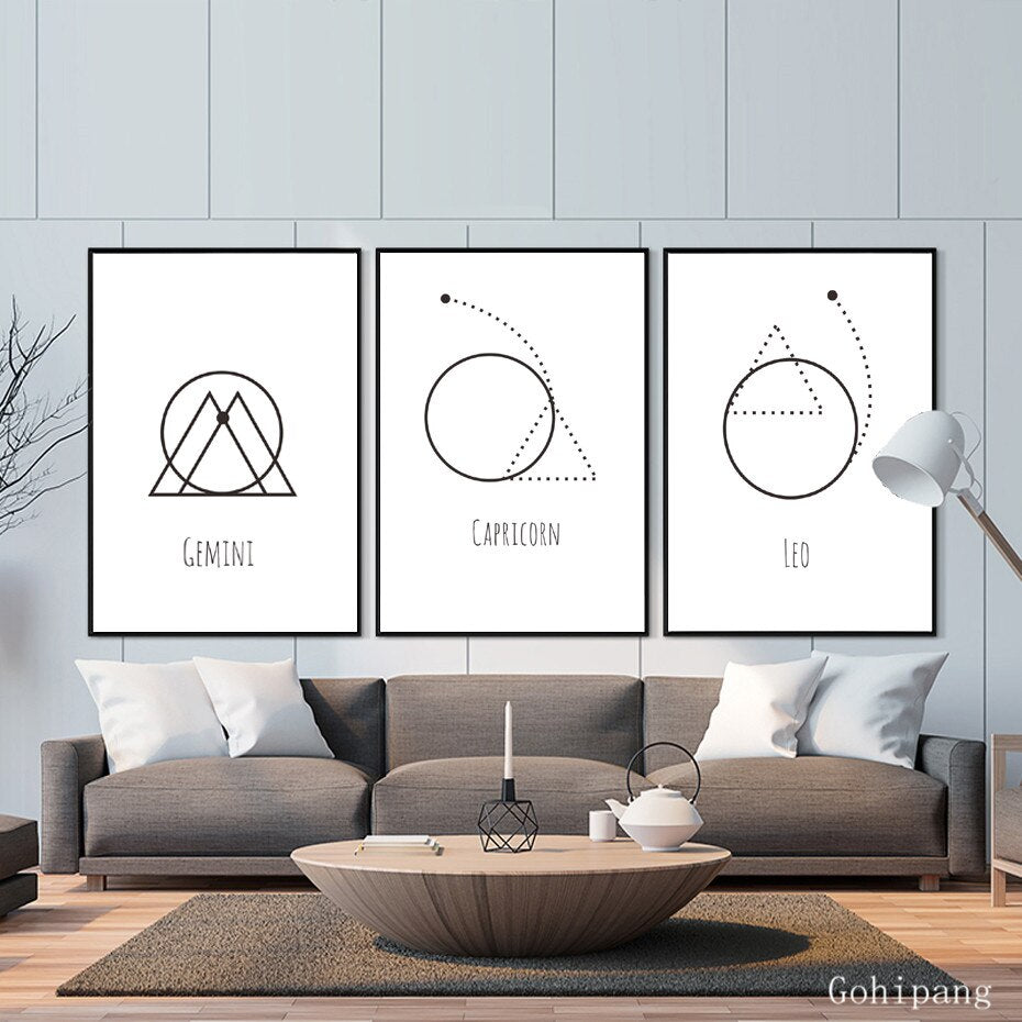 Minimalist Geometric Constellation Abstract Canvas