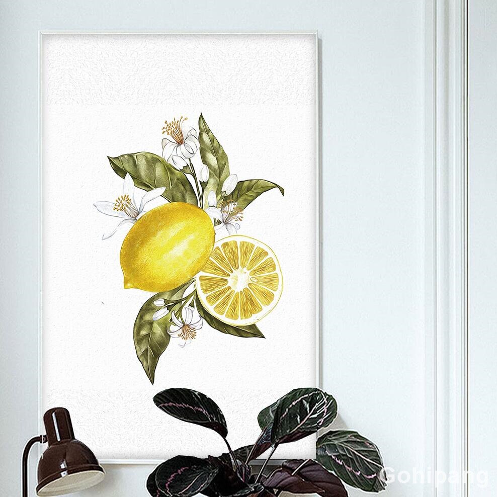Nordic Art Fruit Lemon Canvas Painting Abstract