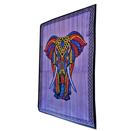 Indian Bohemian Elephant Brushstroke Art Tapestry Wall Hanging