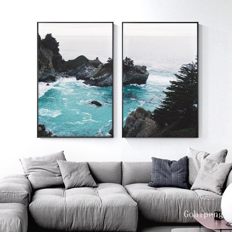 Scandinavian Coastal Landscape Posters Modern