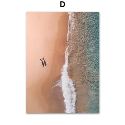 Sea Beach Wave Girl Surfboard Landscape Wall Art