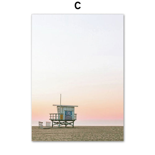 Sea Beach Wave Girl Surfboard Landscape Wall Art