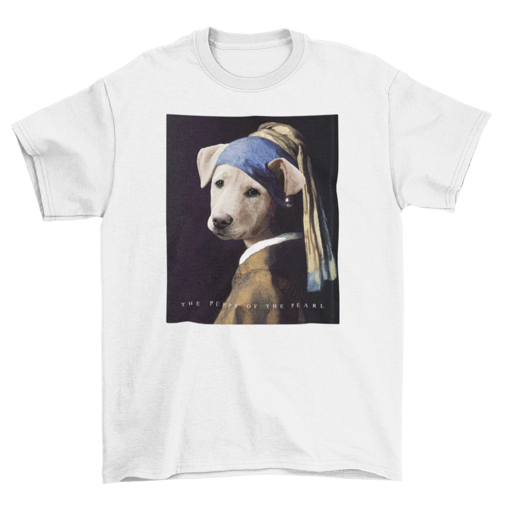 Cute Fashion Famous Dog Girl Painting Puppy pearl Animal t-shirt