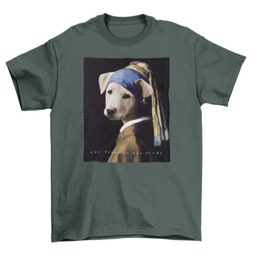 Cute Fashion Famous Dog Girl Painting Puppy pearl Animal t-shirt