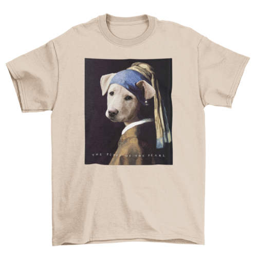 Cute Fashion Famous Dog Girl Painting Puppy pearl Animal t-shirt