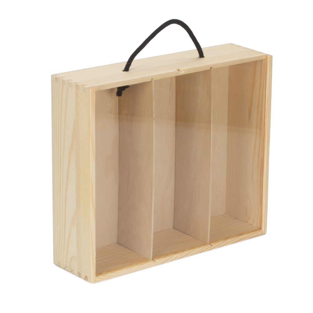 4 Beer Bottle Pinewood Carry Case with Acrylic Lid