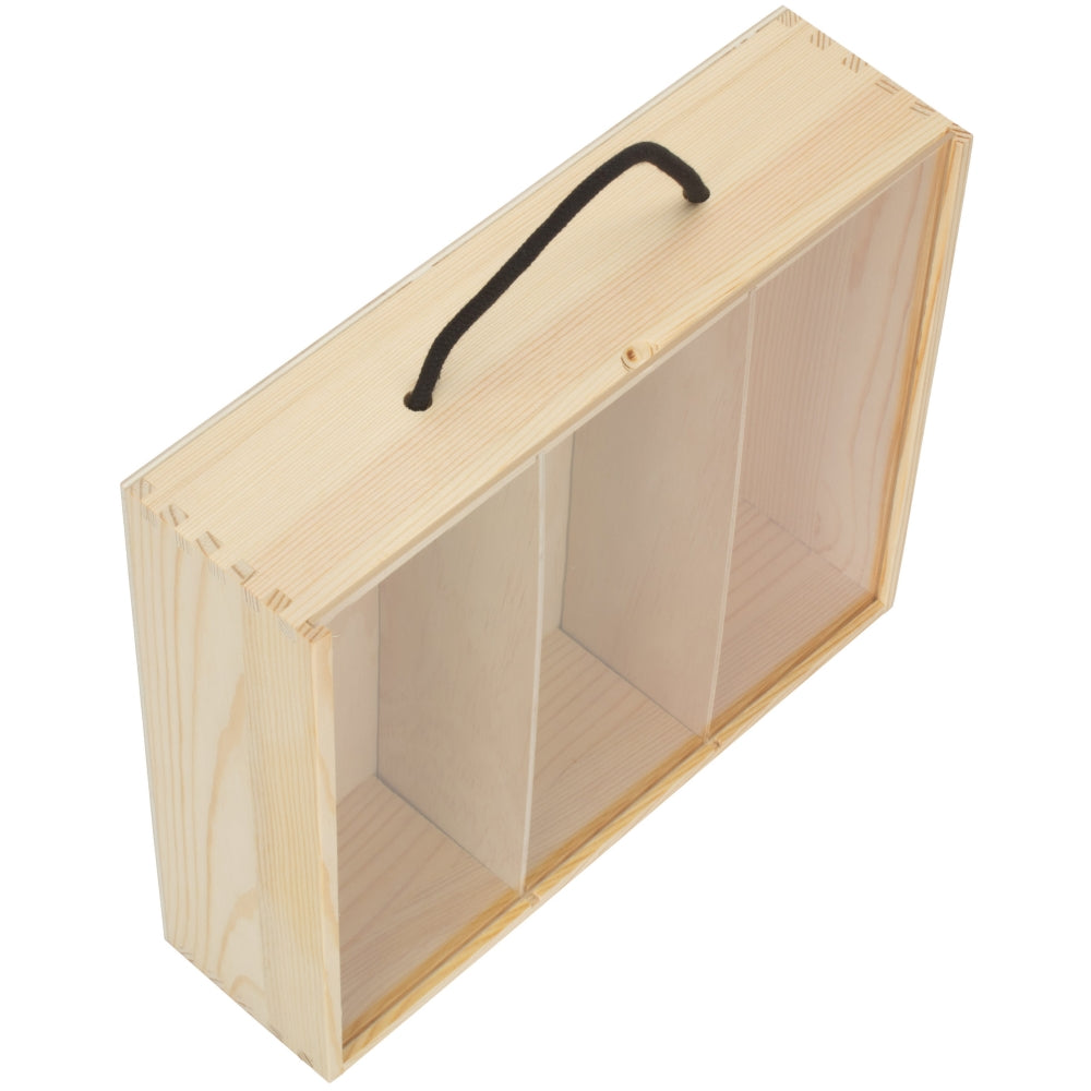 4 Beer Bottle Pinewood Carry Case with Acrylic Lid
