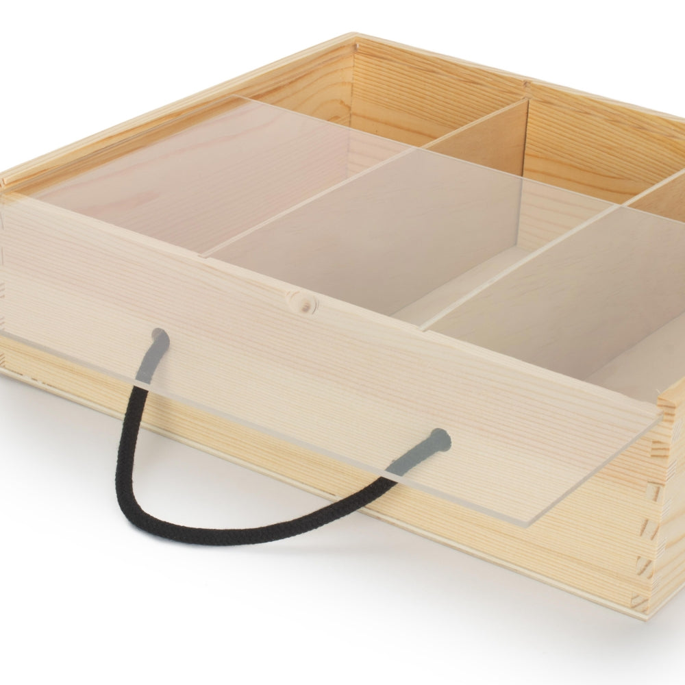 4 Beer Bottle Pinewood Carry Case with Acrylic Lid