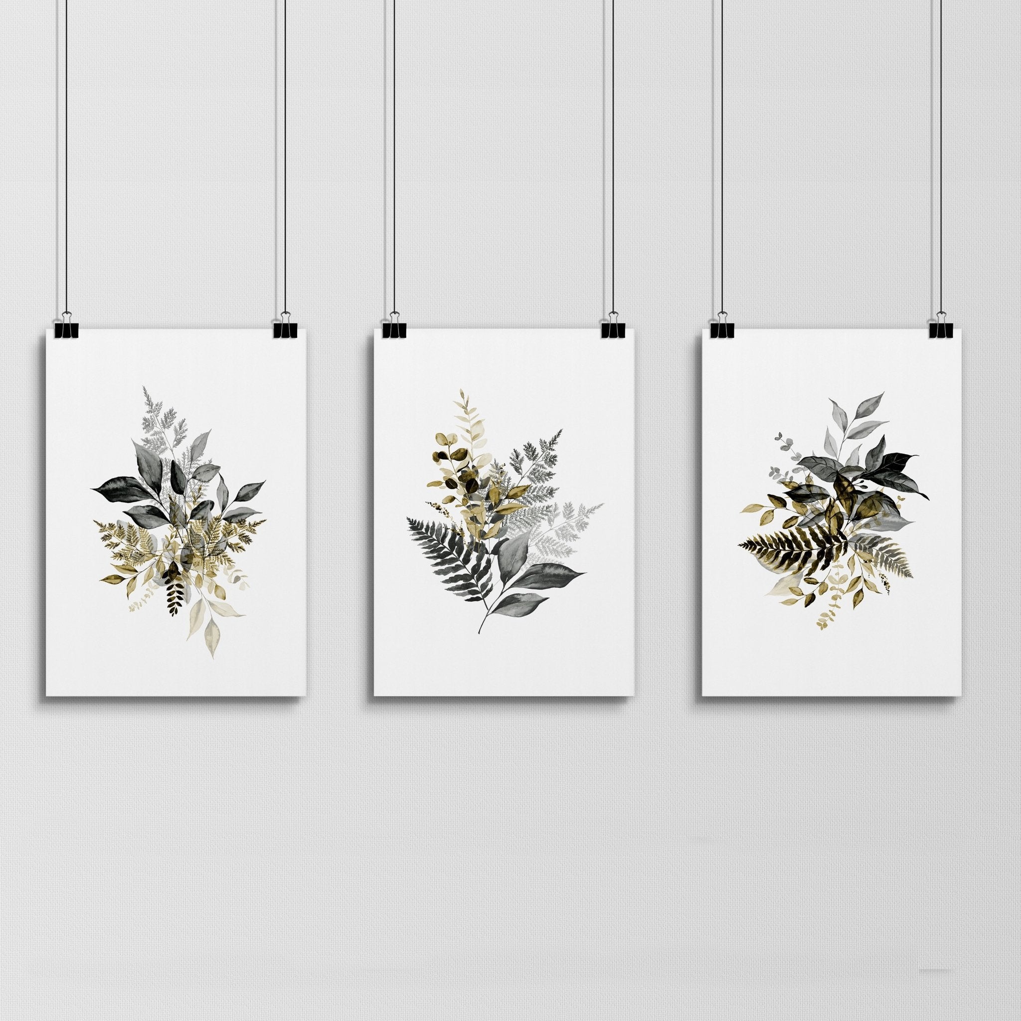 Grey paintings for bedroom | set of 3 wall art prints