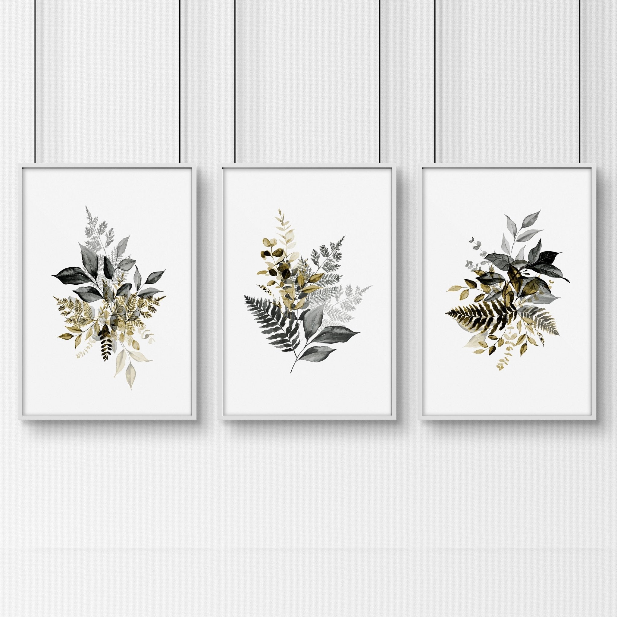 Grey paintings for bedroom | set of 3 wall art prints