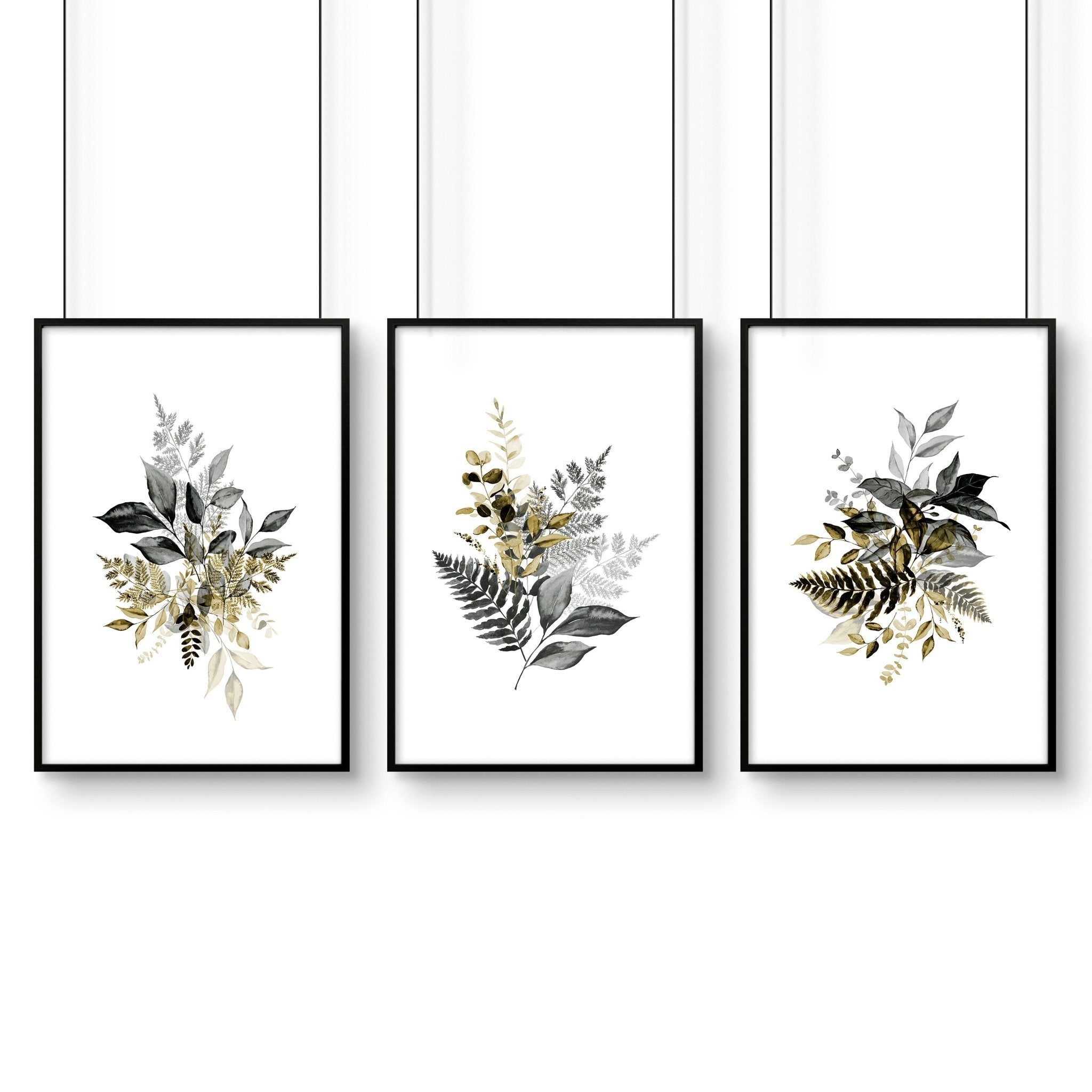 Grey paintings for bedroom | set of 3 wall art prints