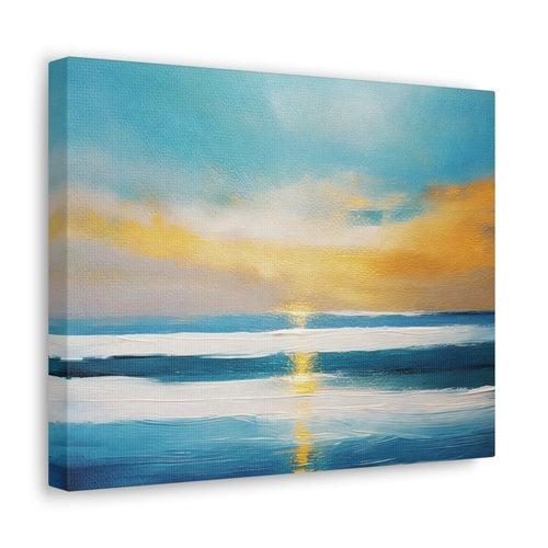 Canvas Wall Art Decor - Blue Ocean Golden Sunset Print