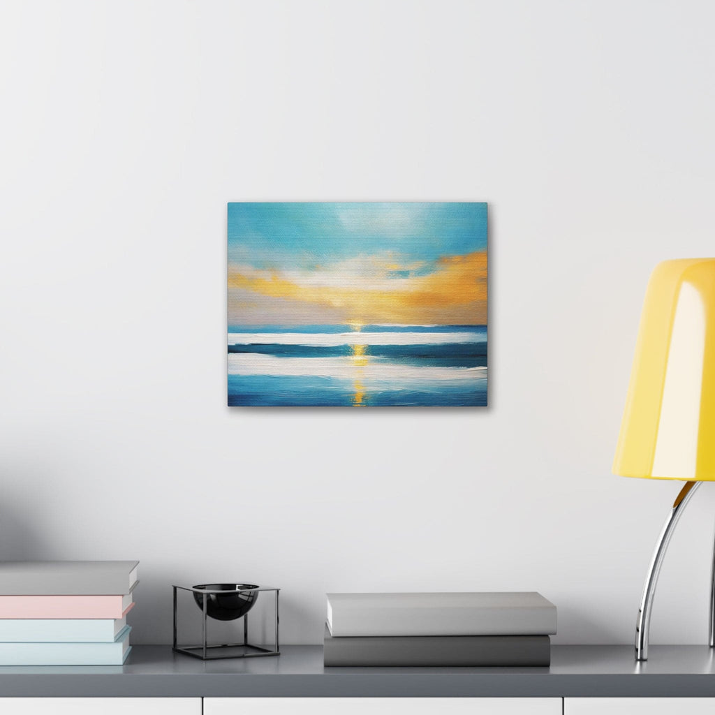 Canvas Wall Art Decor - Blue Ocean Golden Sunset Print