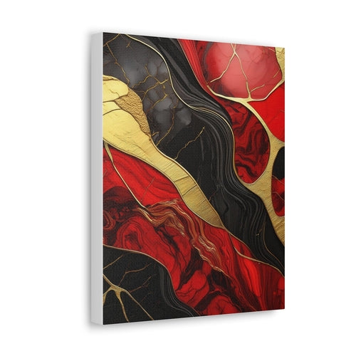 Canvas Wall Art Decor - Bold Red Gold Tones Print