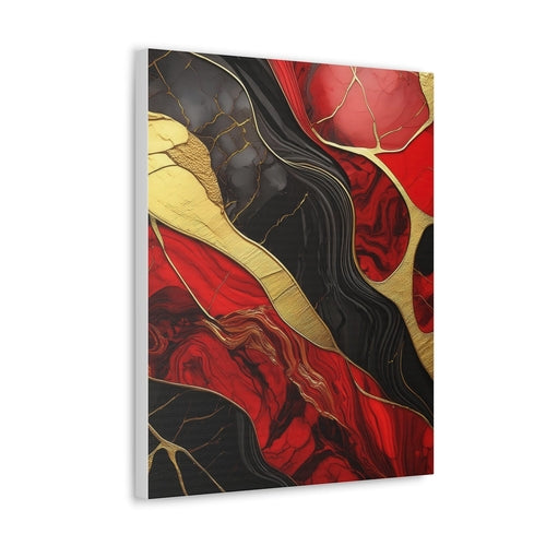Canvas Wall Art Decor - Bold Red Gold Tones Print