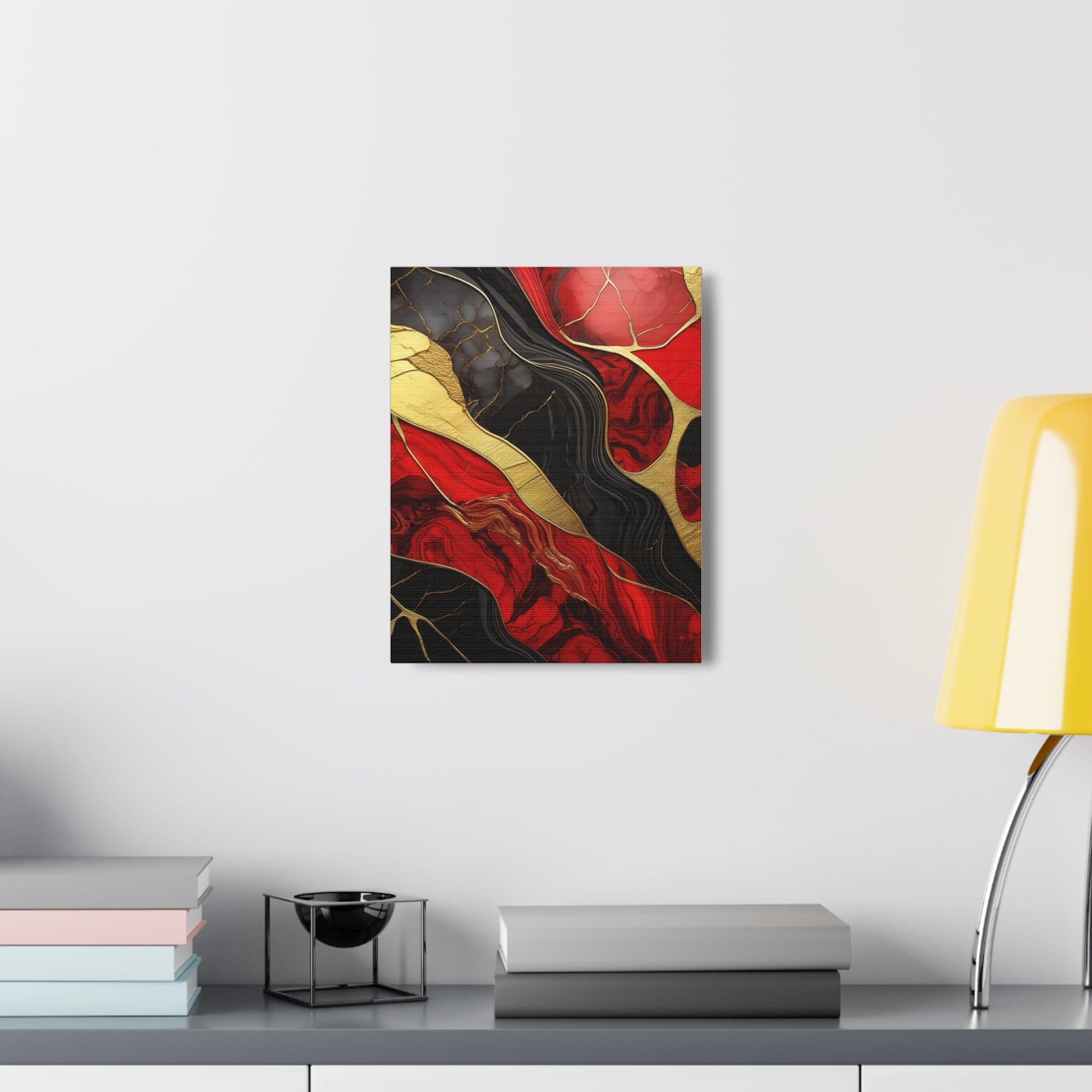 Canvas Wall Art Decor - Bold Red Gold Tones Print