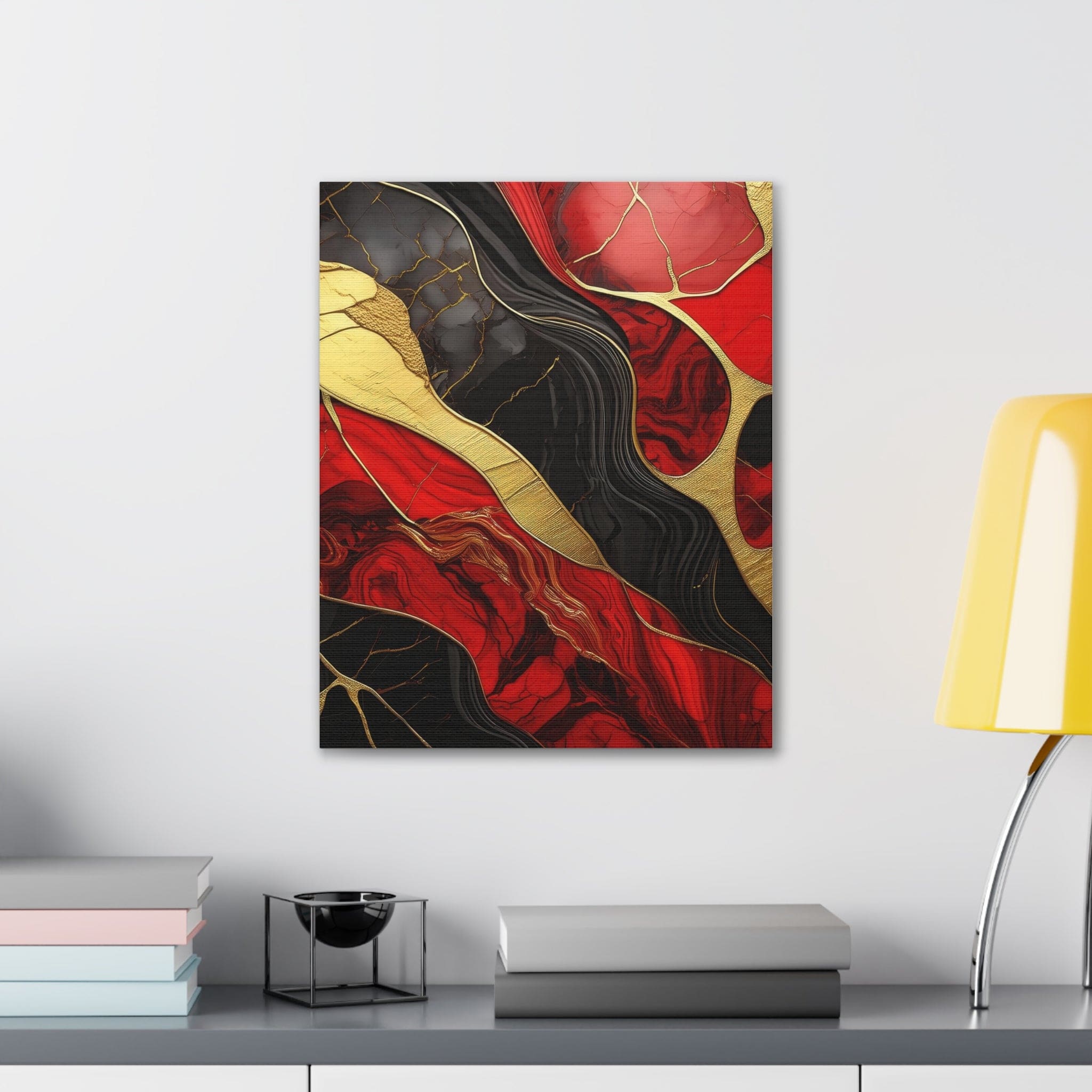 Canvas Wall Art Decor - Bold Red Gold Tones Print