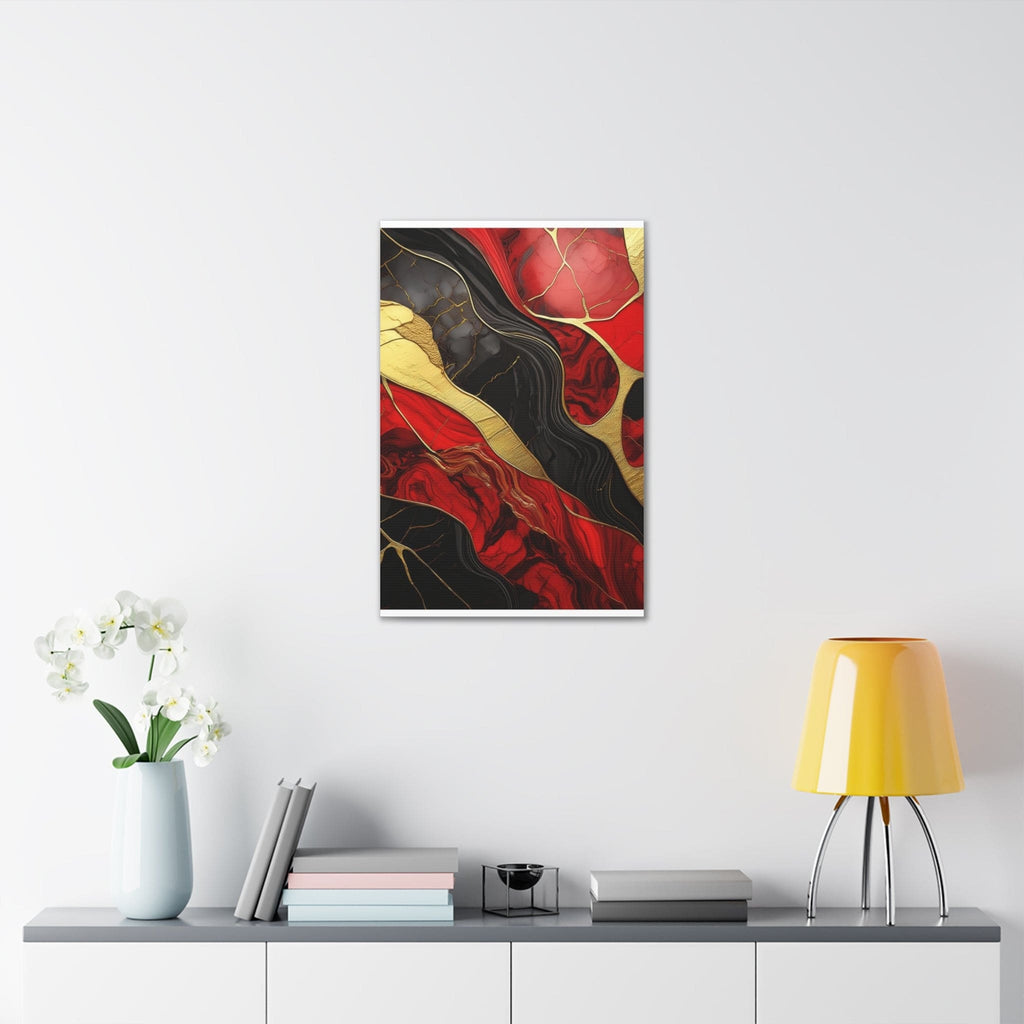 Canvas Wall Art Decor - Bold Red Gold Tones Print