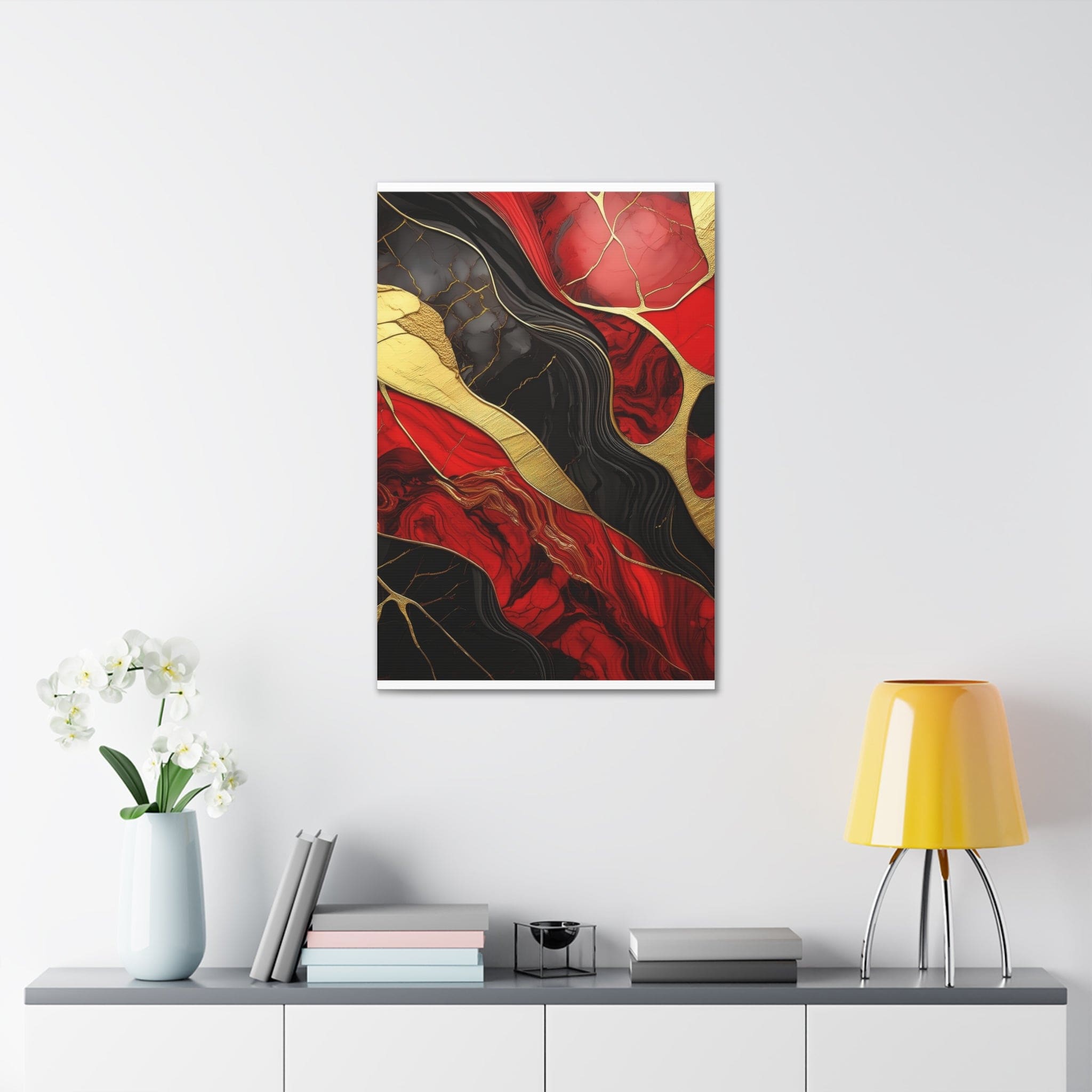 Canvas Wall Art Decor - Bold Red Gold Tones Print