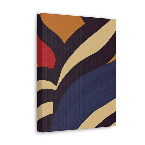 Canvas Wall Art Decor - Brown Red Blue Colorblock Lines