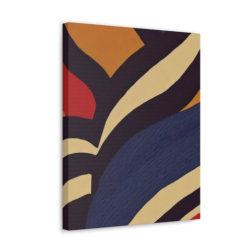 Canvas Wall Art Decor - Brown Red Blue Colorblock Lines