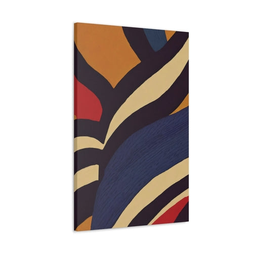 Canvas Wall Art Decor - Brown Red Blue Colorblock Lines