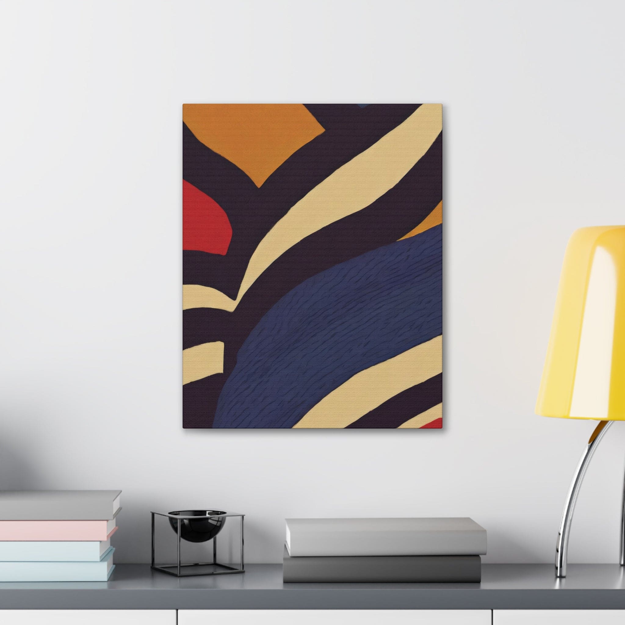 Canvas Wall Art Decor - Brown Red Blue Colorblock Lines