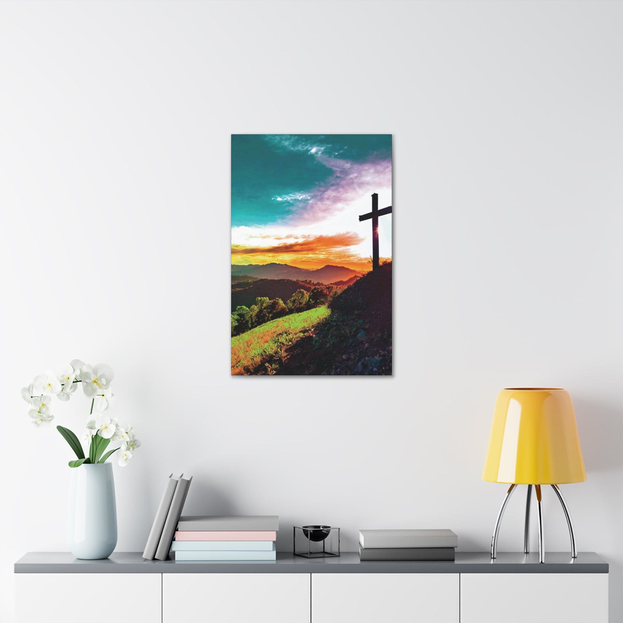 Canvas Wall Art Decor - Cross on Hilltop