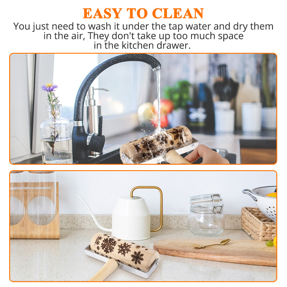 Christmas Wooden Rolling Pins Snowflake