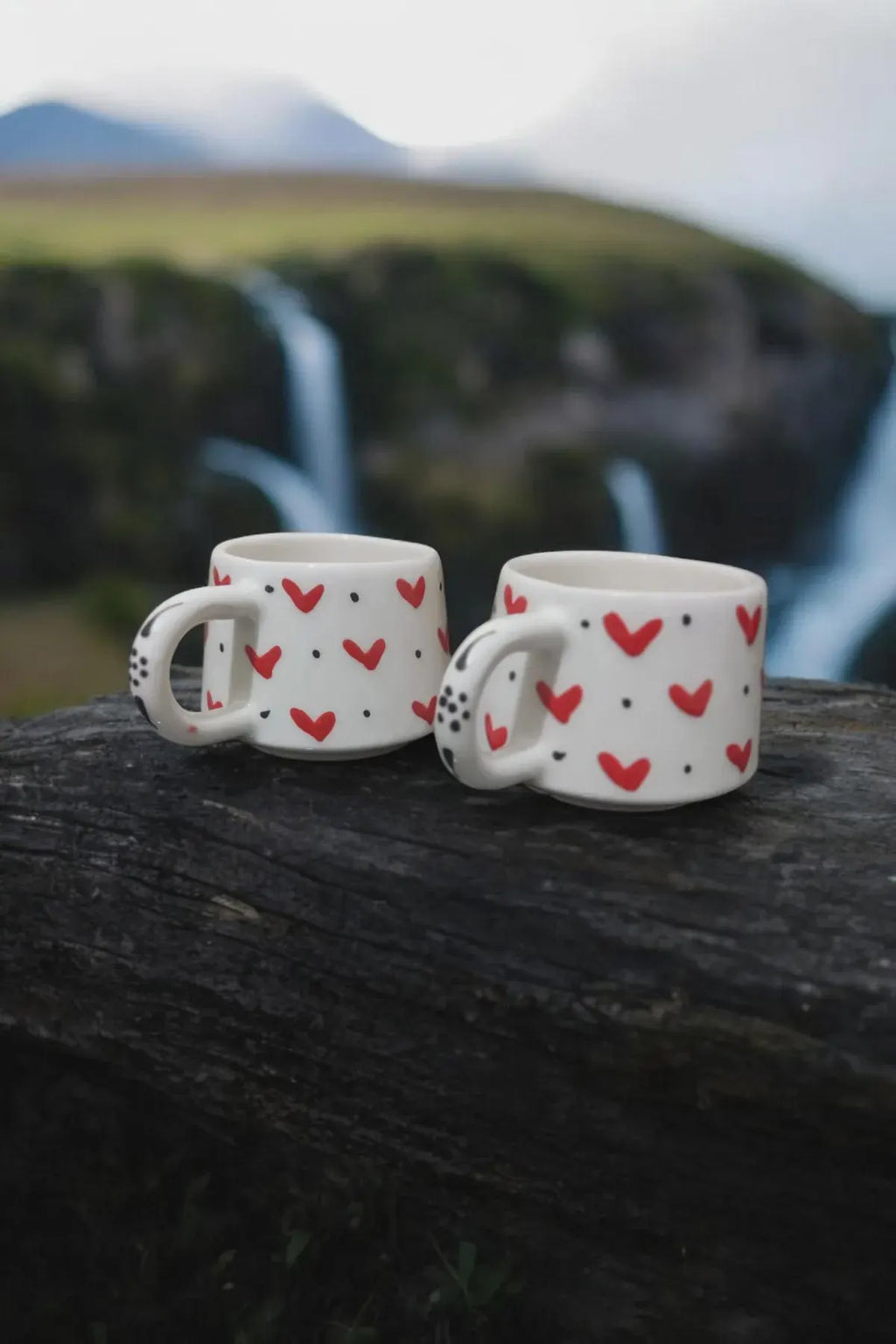 Handmade Ceramic Heart Mug Set for Love and Connection