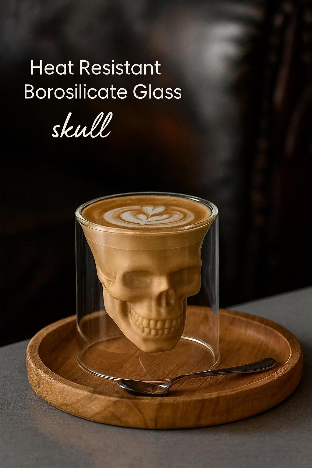Handmade Skull Double Wall Glass Cup for Coffee Tea or Cocktails