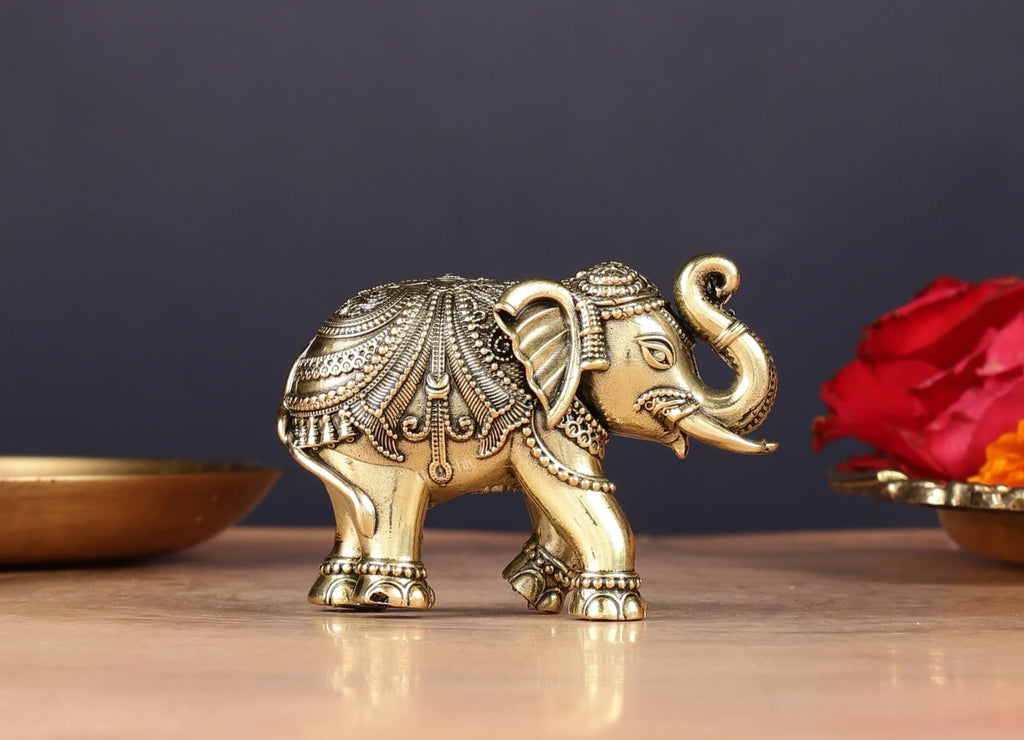 Brass superfine elephant miniature showpiece 4"