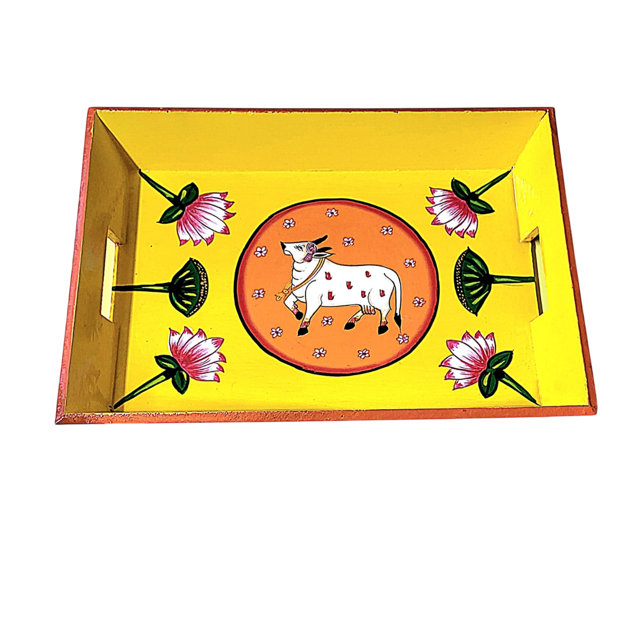 10*14 cm pichwai painting handmade wooden tray