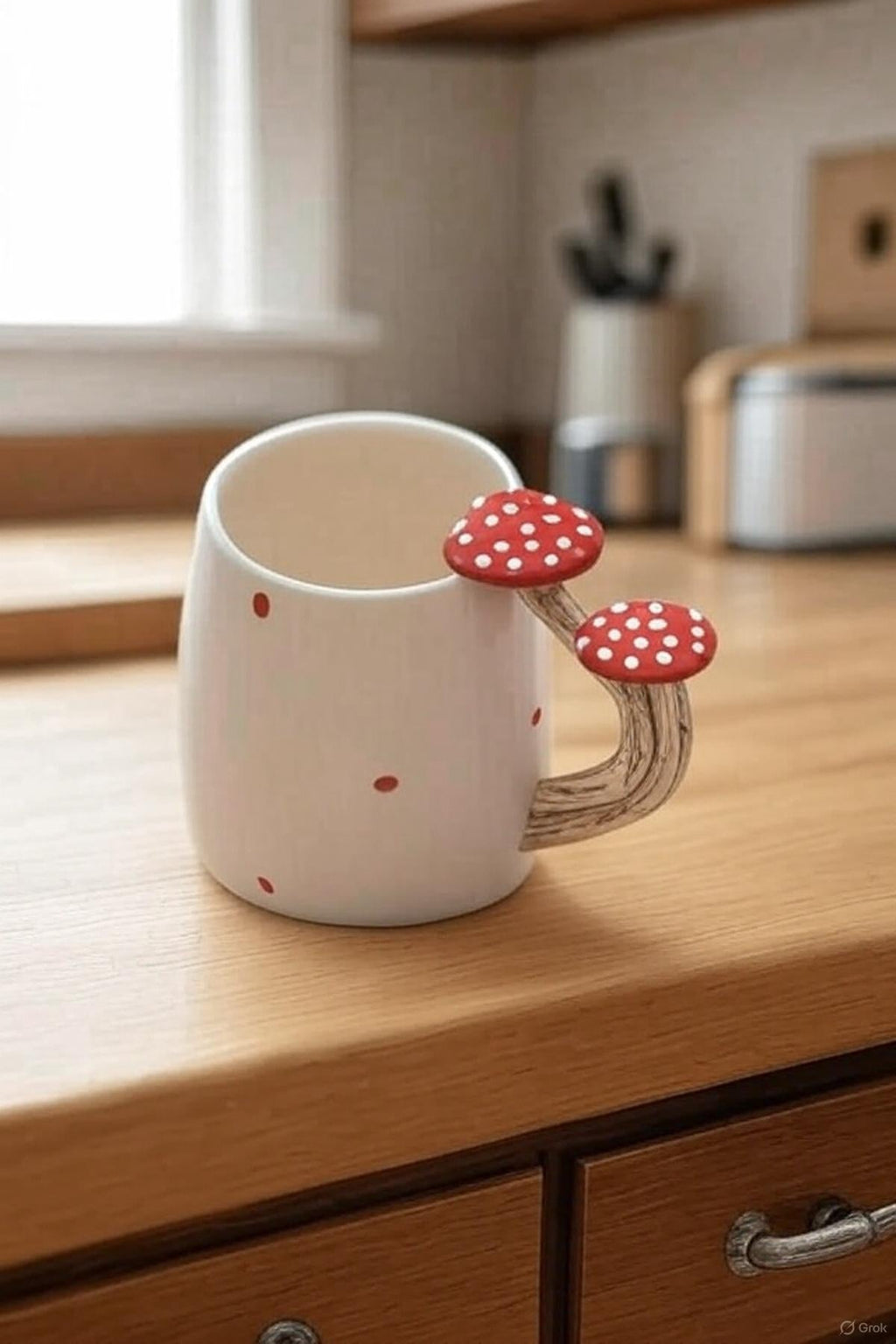 Ceramic Mug with Mushroom Handle 400ml Rustic Forest-Inspired Design