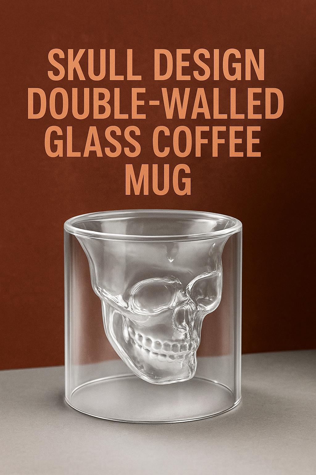 Handmade Skull Double Wall Glass Cup for Coffee Tea or Cocktails