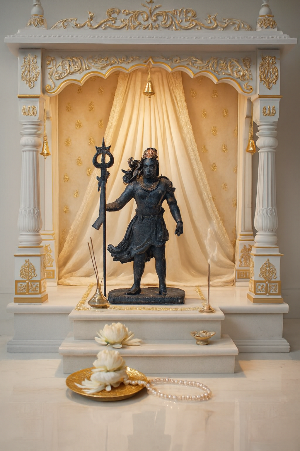 Lord Shiva Idol with Trishula – Black Resin Statue