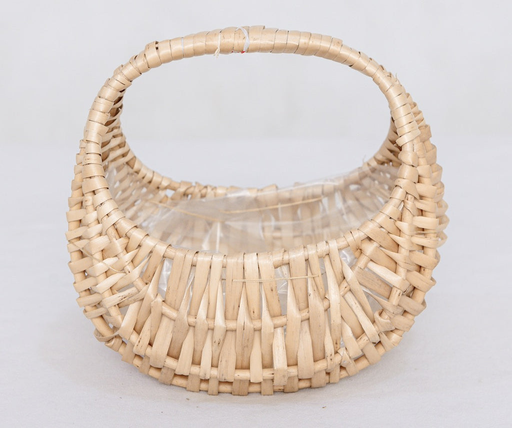 Half Moon Wicker Basket with Handle: Farmhouse Home Decor