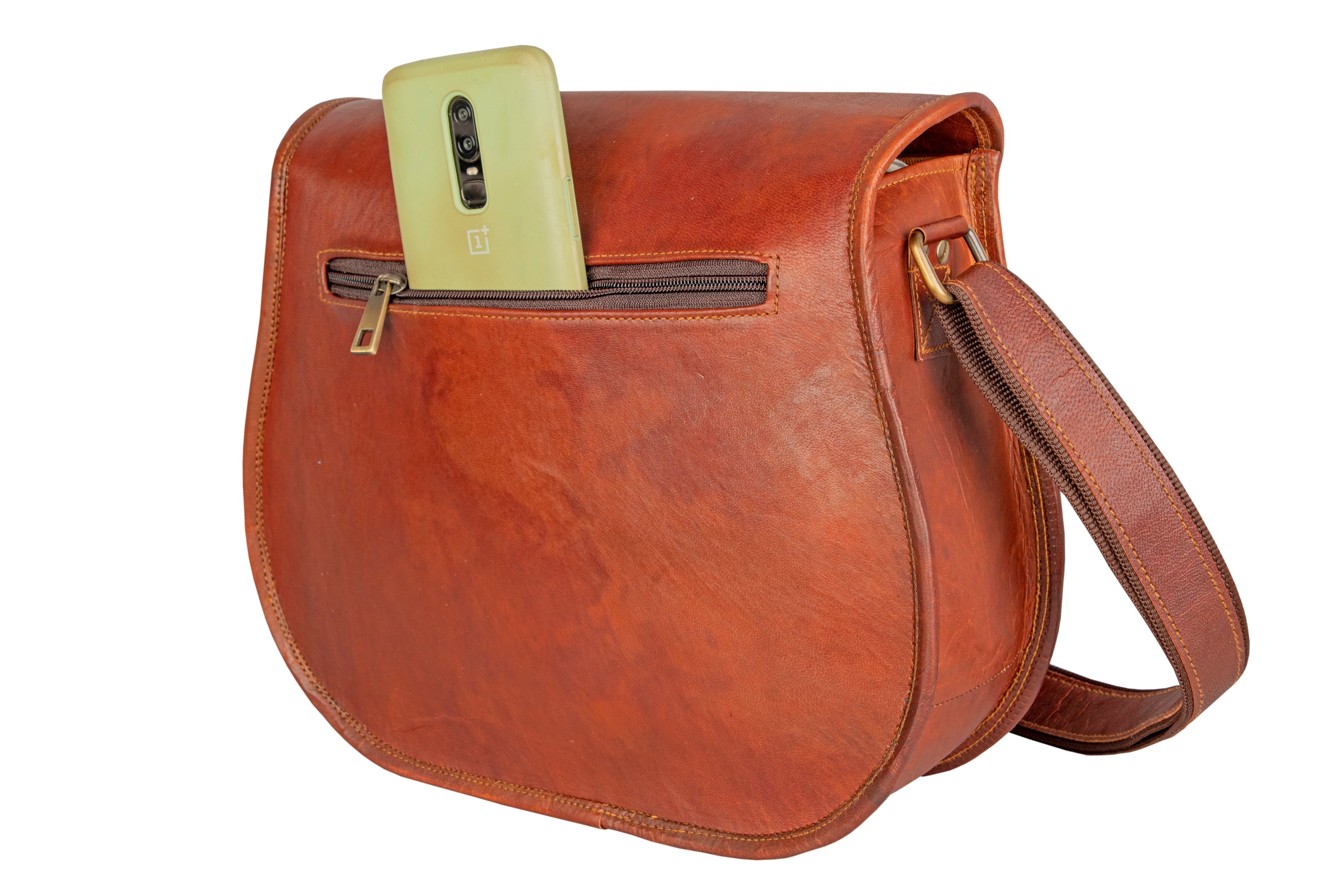 Handmade Leather Gypsy Bag With Two Pockets.