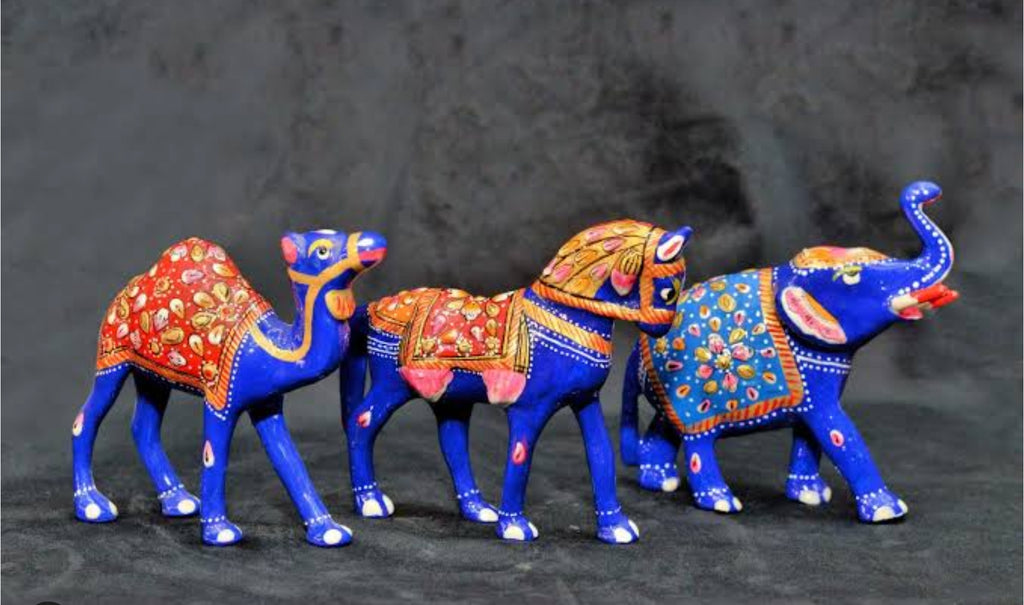 Metal meenakari horse camel elephant