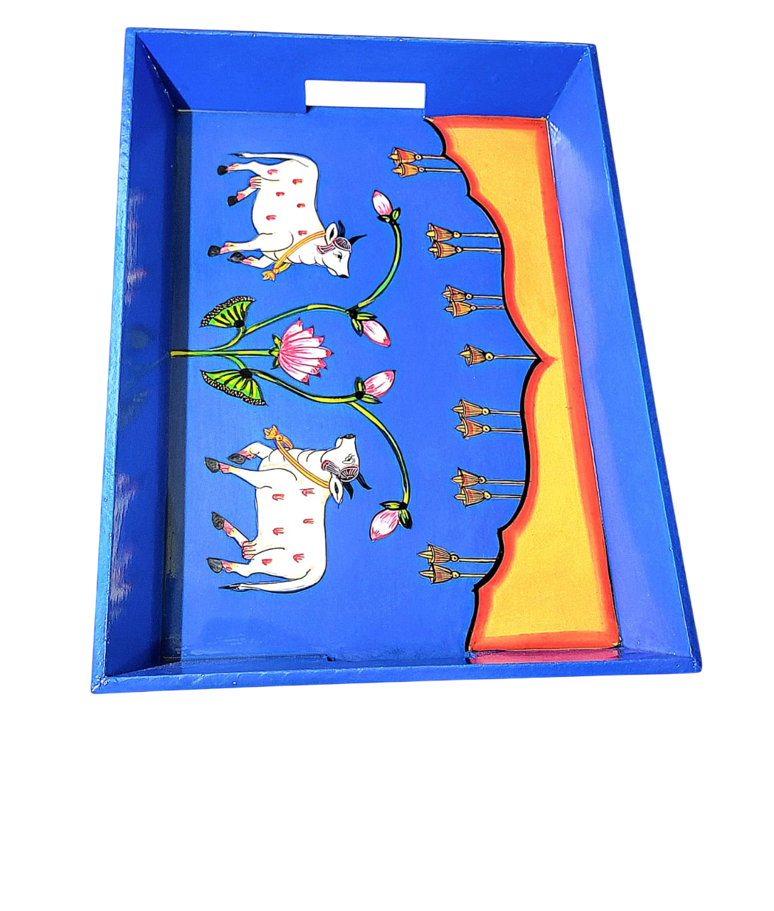 Pichwai work painting tray