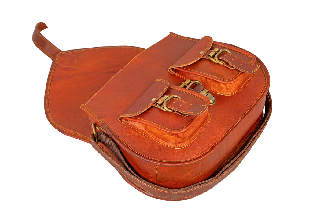 Handmade Leather Gypsy Bag With Two Pockets.