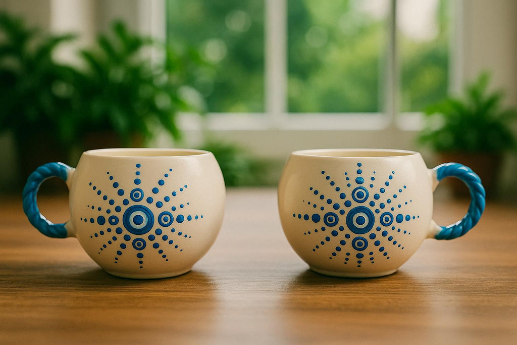 Set of 2 Handmade Ceramic Mugs for Turkish Coffee and Espresso