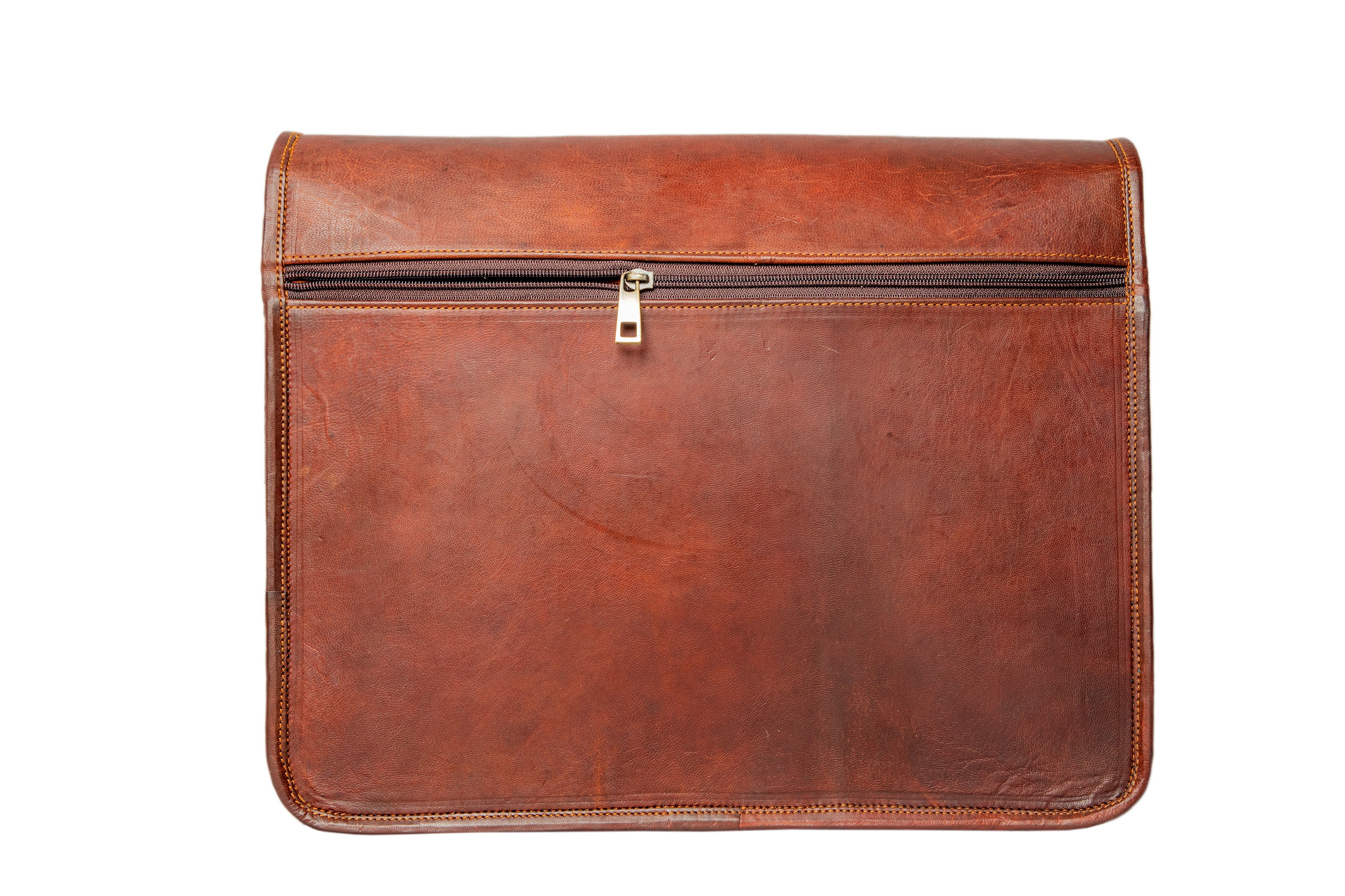 Handmade Brown Leather Crossbody Bag With Full Flap.