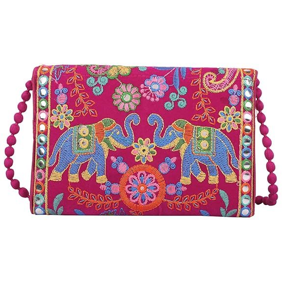 Clutch Bags for Women Jaipuri Rajasthani Handmade Embroidery Mirror