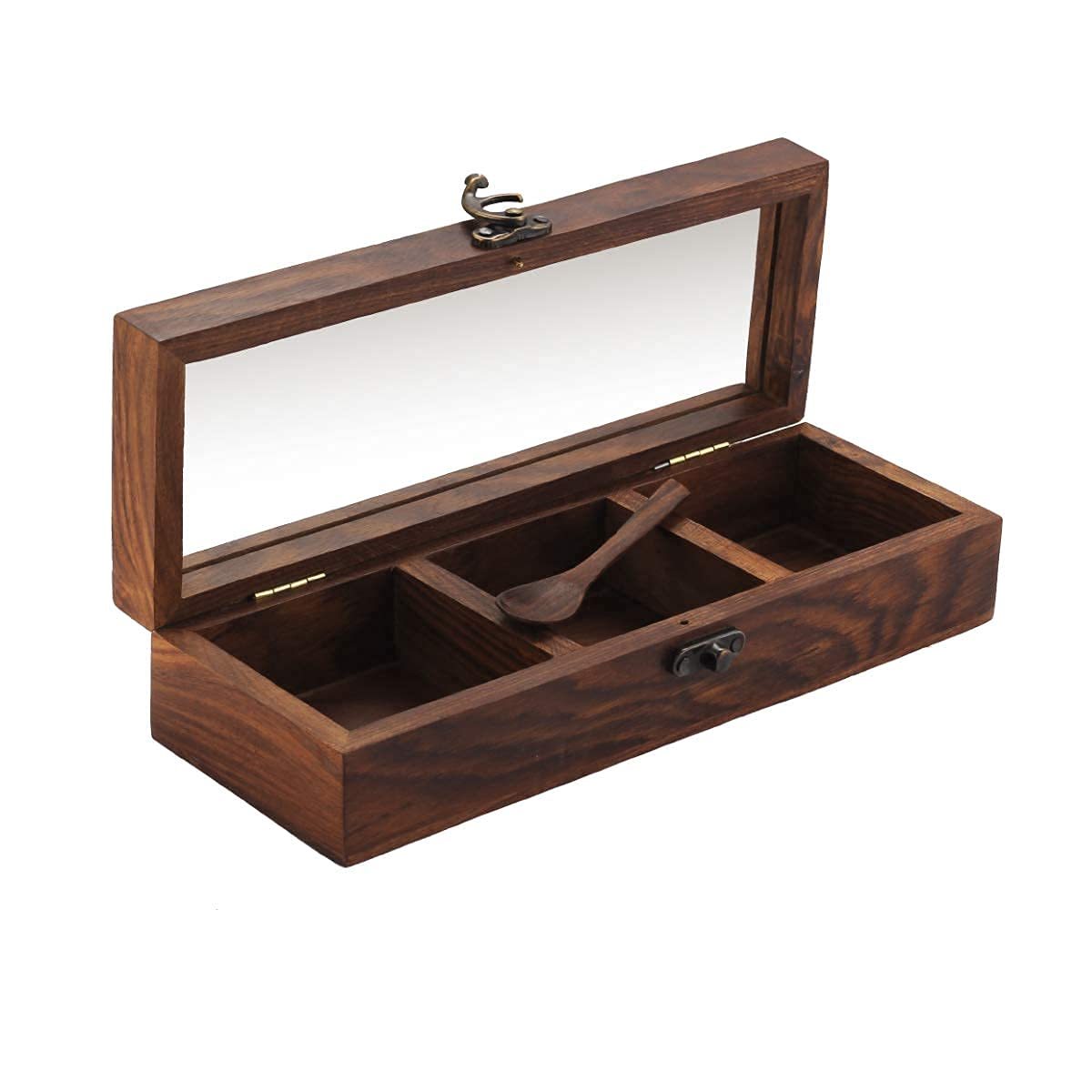 Wooden Spice Box (Brown 3-3 part)