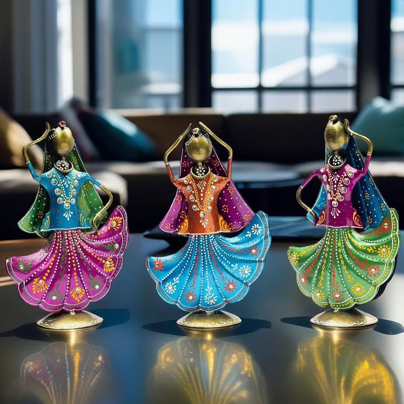 Set of 3 Metal Figurine Dancers